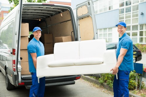 Removal team preparing items safely before a move