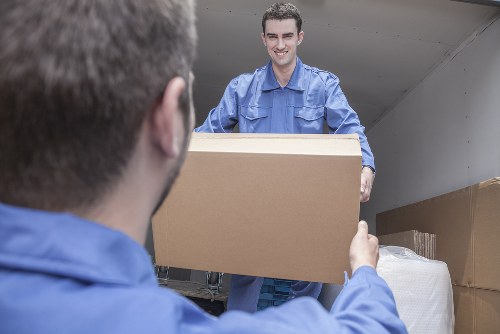 House removal team preparing a move in Putney