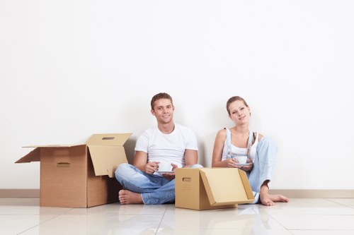 Packed boxes and furniture ready for a Putney house move