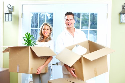 Commercial moving team assisting a Putney office relocation