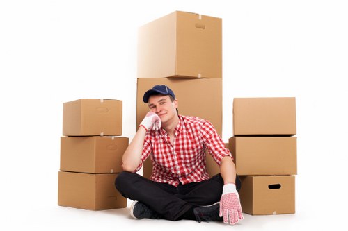 Business relocation team setting up an office in Putney